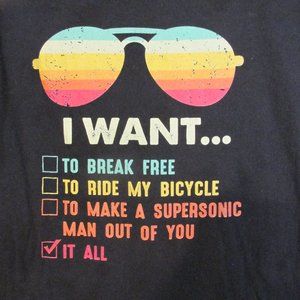 PORT QUEEN WOMEN'S SIZE S T - SHIRT BLACK I WANT TOP RAINBOW SUNGLASSES GRAPHIC